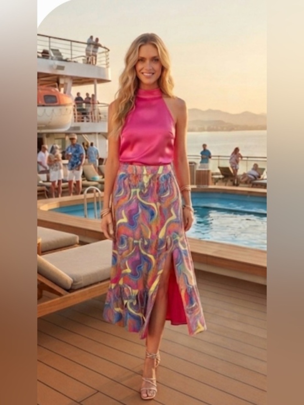 Alden Adair Multicolor Swirl Wonderland Sequin Maxi Skirt, NWT XS & Small Avail